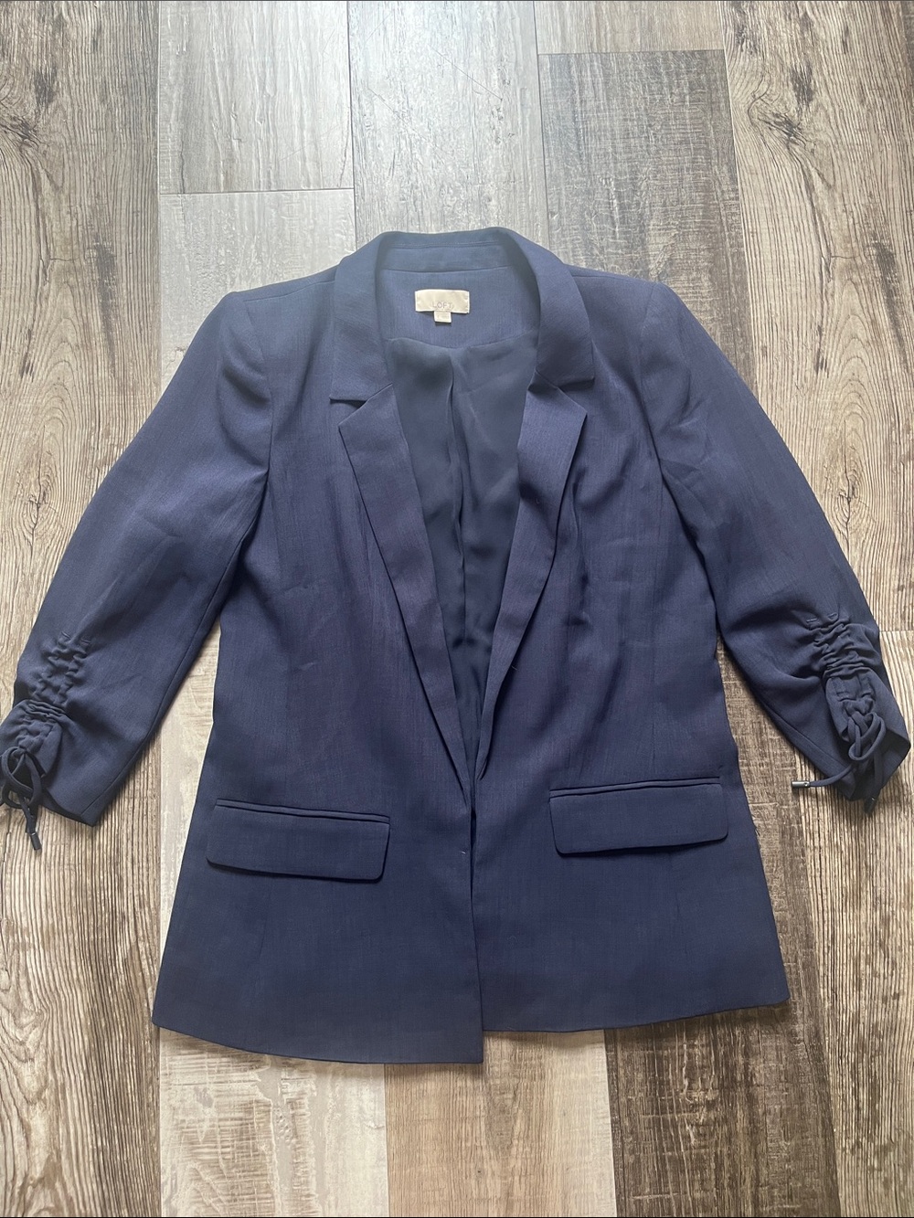 Women’s Loft Navy Blazer Jacket - Tailored 3/4 Sleeve